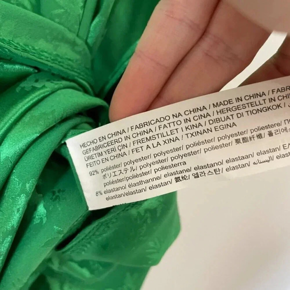 Zara Satin Effect Robe Wrap Long Sleeve Mini Dress Green Size Small - Picture 9 of 10